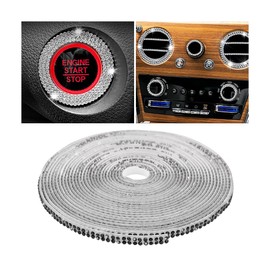 KHGUZ Bling Car Trim Self Adhesive, Crystal Rhinestone 16.4FT Vehicle Strips Stickers, Glitter Diamond Auto Interior Exterior Ribbon Decorations for Dashboard & Door, Universal Fit (Black)