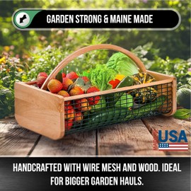Garden Hod Harvest Basket - Durable Wooden Gardening Supply for Flowers, Vegetables, and Fruits - Handcrafted in Maine, USA – 16 x 9 Inches, 8 Quart Capacity