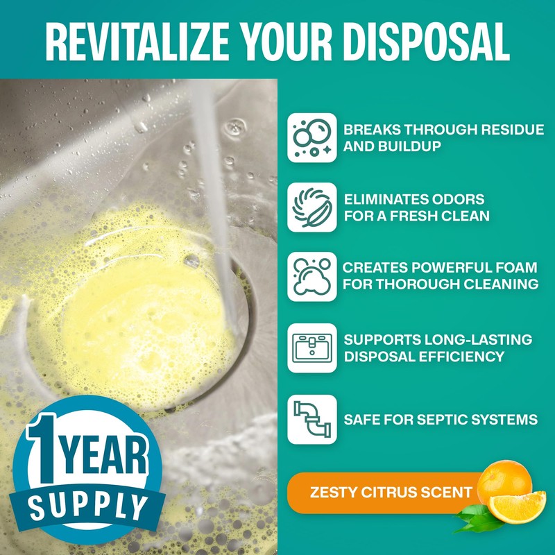 Sudstainables Garbage Disposal Cleaner Tablets 24-Pack - Sink Cleaner and