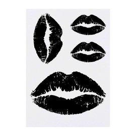 4 x 'Lipstick Kiss' Temporary Tattoos - Water Resistant, Skin-Safe, Non-Toxic Transfers, Mixed Sizes (TO00041799)