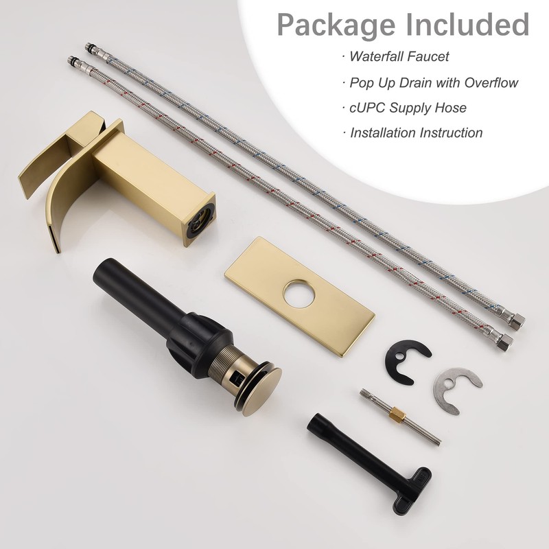 JXMMP Waterfall Faucet for Bathroom Sink, Single Hole Bathroom Faucet
