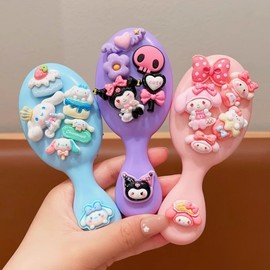 Sanrio Kids Air Cushion Massage Comb - Gentle on Hair for Little Girls One Size/8 Kiss Kuromi 20ea