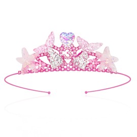 Jaciya Mermaid Headpiece Tiaras for Girls 3rd Birthday Decorations for Girls Hot Pink Birthday Girl Headband Mermaid Birthday Decorations Princess Crown