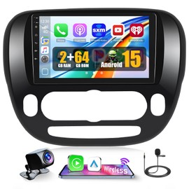 Hikity 2+64GB for Kia Soul 2014 2015 2016 2017 (Manual A/C) Android Car Stereo, 9 Inch Touchscreen Car Radio Wireless Carplay/Android Auto, GPS Navigation, WiFi, Bluetooth, FM, EQ+Backup Camera