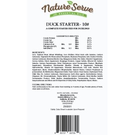 NatureServe 290001 10 Lb Duck Duckling Starter Grower Food Crumble w 20% Protein - 1 Bag