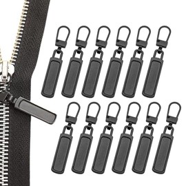 Spare Zipper Pull, Metal Zipper Tabs, 12 Pcs Replacement Zippers Pull Tabs - Removable for Purse, Clothes, Jeans, Luggage