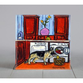 German Shepherd - dog art - laundry room decor - coaster tile - dog lover gifts