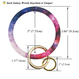 ETHOON Key Ring Bracelet Wristlet Keychain Galaxy Star Milky Way Silicone Bangle Keyring Big Circle Bracelet Key Chain Holder for Women, Purple Galaxy