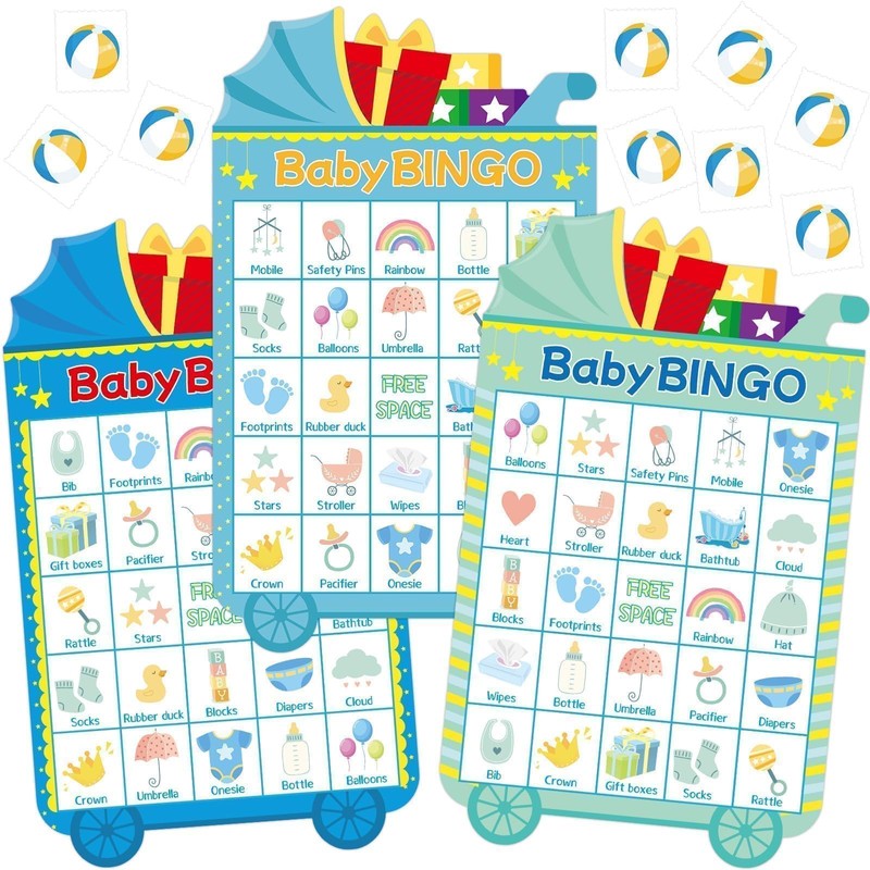 Fancy Land Baby Shower Bingo Game 24 Guests Boy Baby