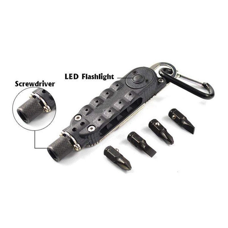 EDC Multi functional Tools Keychain Keyring Screwdriver Opener with LED