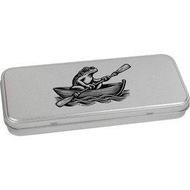 Azeeda 'Frog In A Rowing Boat' Metal Hinged Stationery Tin/Storage Box (TT00249802)