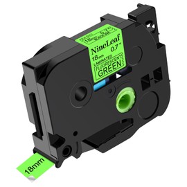 NineLeaf 1 Pack Compatible for Brother TZe-D41 TZeD41 TZ-D41 TZD41 Label Tape 18mm 3/4'' 0.7'' Black on Fluo Green Laminated Labeling Work with P-Touch PT-9800 PT-9600 PT-7600 PT-2730 Label Maker