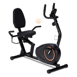 Recumbent Exercise Bike for Home with Quiet 16 Levels Magnetic Resistance, Recumbent Bike for Seniors & Adults with 400LBS Weight Capacity, Large Comfortable Seat, Backlit LCD Monitor, and Pulse Sensor