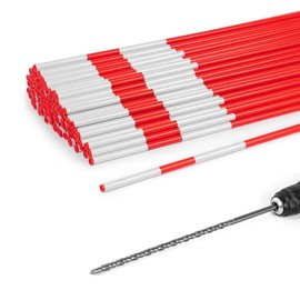 400 Pack 36" Hollow Plastic Reflective Snow Stakes, Flexible Driveway Markers, includes 12" Installation Drill Bit, 3/8" Diameter (400)