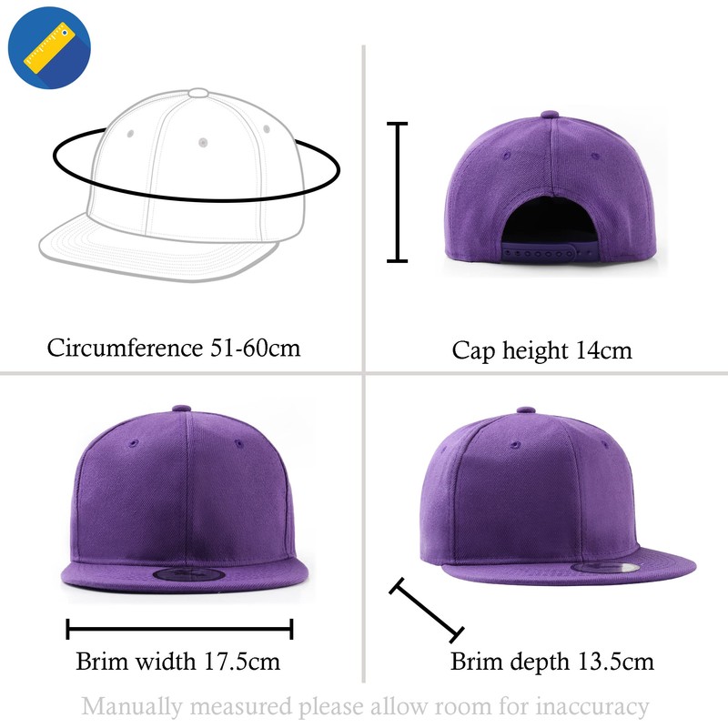 Underground Kulture Plain Flat Peak Snapback Baseball Cap Purple