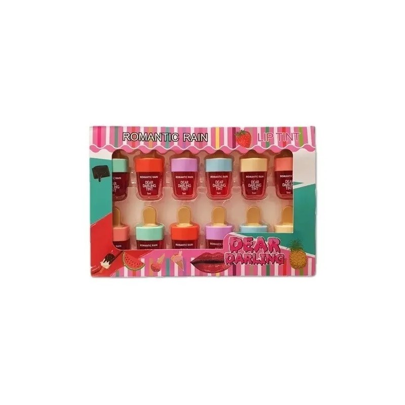 2 Tintas Labial Forma De Paleta Coreanas 12 Piezas