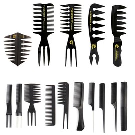 Peines de Peinado para Hombre con Textura Dientes Anchos,15 Peine Retro de Peluquería de Cabeza Aceite Portátil para Hombres, Peinados Espalda Cortada Cepillos Pelo