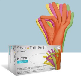 AMPri Med-Comfort Nitrile Gloves, Colourful, 96 Pieces/Box, Size XL, Powder-Free, Style Tutti Frutti by Med-Comfort: Nitrile Disposable Gloves, Disposable Gloves in Sizes XS, S, M, L, XL
