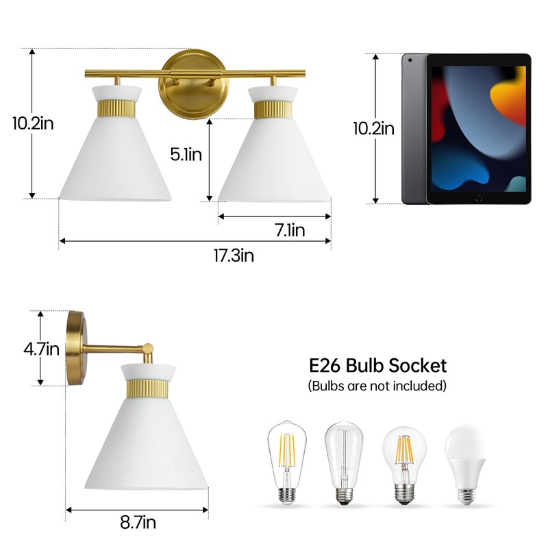 WOSHITU Gold Bathroom Light Fixtures: Modern Vanity Lighting Fixtures 2