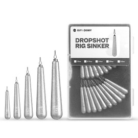 27/30 PCs Free Rig & Drop Shot Weights - Skinny Teardrop Fishing Sinkers (1/8 3/16 1/4 3/8 1/2oz) | Die-Cast Lead-Antimony Alloy | Mixed Kit Available