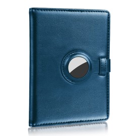 Airtag - Soporte para pasaporte y tarjeta de vacuna con etiqueta de aire, funda para pasaporte, portafolios para viaje y pasaporte, para hombres y mujeres, Azul, 21.5*14cm, Minimalista