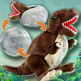 Creanino DINO Cuddly Toy 2 in 1 | Reversible Plush Toy [Tyrannosaurus REX] Dinosaur Cuddly Toy | Dinosaur Soft Toy | Reversible Cuddly Toy | Dino Plush | Trex Cuddly Toy