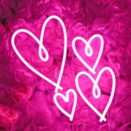 SYLHOME Pink Heart Led Neon Light Sign Bedroom Wall Sign Decor Valentines Day Love Mothers Day Christmas Wedding Birthday Gifts Backdrop Sign USB 13.8"X9.3"