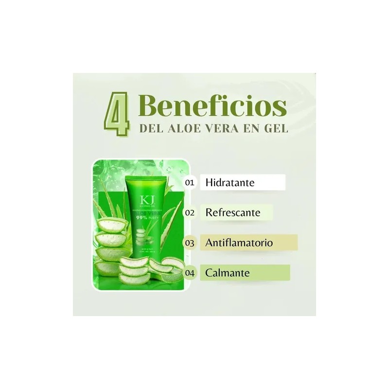 KJ Gel de Aloe Vera, Desinflama, Hidrata y Calma, Todo
