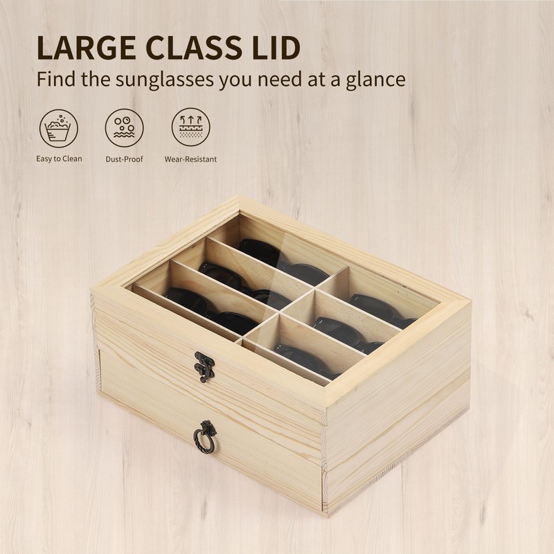 AUTOARK Pine Wood 16 Piece Eyeglasses Storage and Sunglass Glasses
