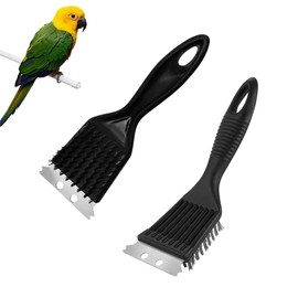 NentMent 2 Pack Bird Droppings Cleaning Brush with Scrapper Stainless Steel Bird Cage Brush Bird Poop Remover Birdcage Stain Cleaning Tool for Bird Cage and Surface Cleaner Spray Scrubbing Wipes