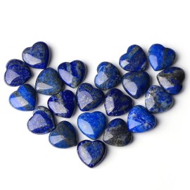 XIANNVXI 10 Pcs Lapis Lazuli Crystals Heart Natural Lapis Lazuli Crystals Gemstones Set Polished Love Palm Pocket Stones Reiki Crystal Beginners Gifts
