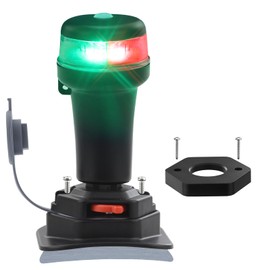 CLGMarine Kayak Battery Portable Navigation LED Lights Multi- Adaptors 3AA Battery Inflatable Boat Surface Mount Adhesive Base (Red/Green (With Fixed Base))