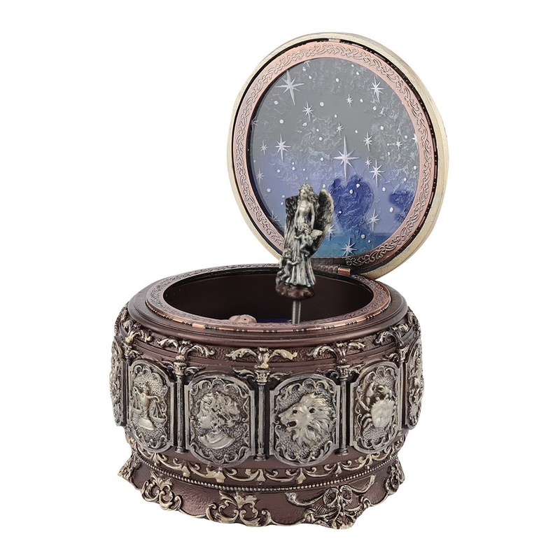 Vintage Music Box with 12 Constellations Rotating Goddess Twinkling LED