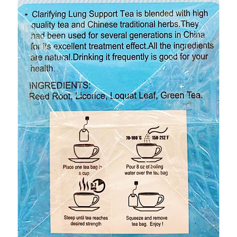 Clarifying Lung Support Tea, Natural Herbal Blend, (16 Tea Bags,
