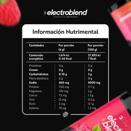 Electrolitos en Polvo Sin Azúcar Añadida 60 servicios Hidratación y Recuperación Física Más de 80 Minerales, Citrato de Magnesio y Potasio. Sabor Frambuesa 360 gramos. Electroblend B Life