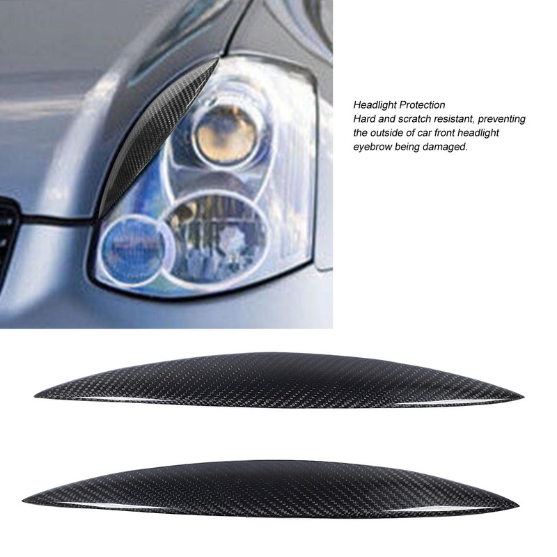 2pcs Carbon Fiber Headlight Eyebrows Left Right Glossy 3K Twill