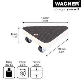WAGNER Transport aid MM 1105 I 14 x 14 x 14 cm - ideal for bulky devices and furniture I load capacity 100 kg I finger hole I non-slip surface I FSC® certified - 20110501