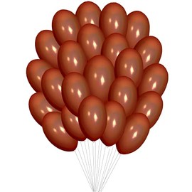 50 pcs 12" (30CM) Balloons Pearlised Metallic Air or Helium Wedding Birthday Christmas Party Decoration Available in 14 colours (Brown)