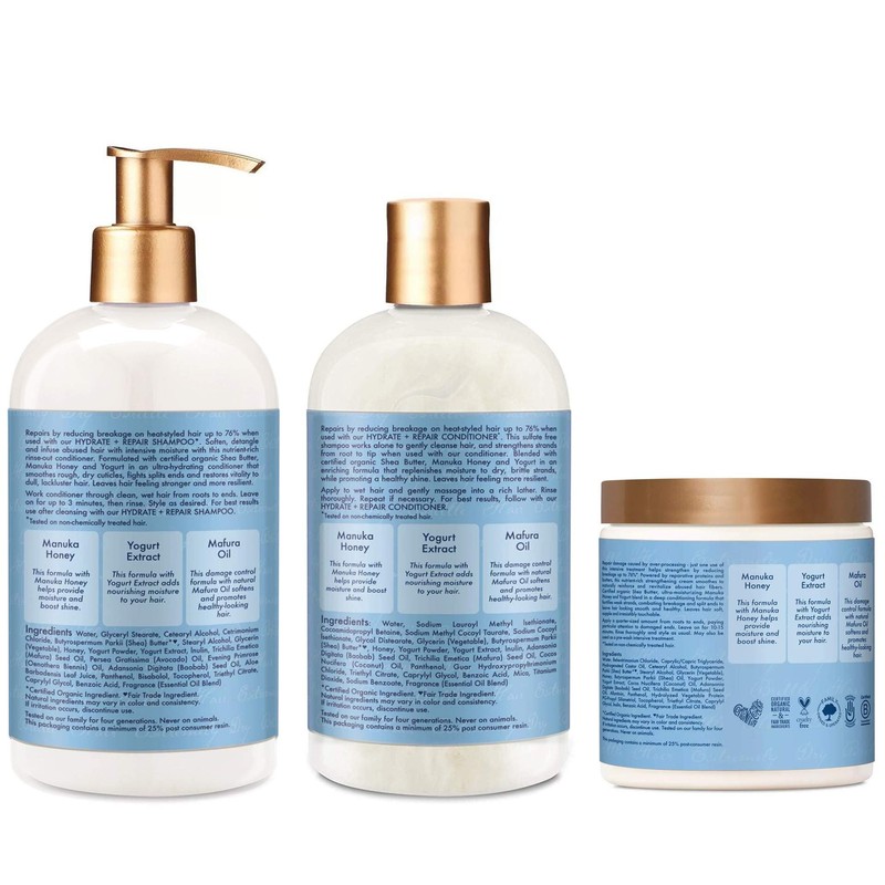 Shea Moisture Manuka Honey and Yogurt Hydrate+Repair Shampoo, Conditioner And