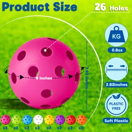 Coopay 20 Pack Baseball Practice Balls Plastic Training Balls Lightweight Hollow Softballs with a Drawstring Bag for Hitting, Baseball Training Indoor Outdoor Use (8 Colors)