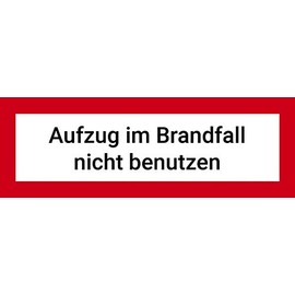 Sticker lift in case of fire, do not use film, 5.2 x 14.8 cm, according to DIN 4066/VDI 6017 (lift, fire, emergency), weatherproof