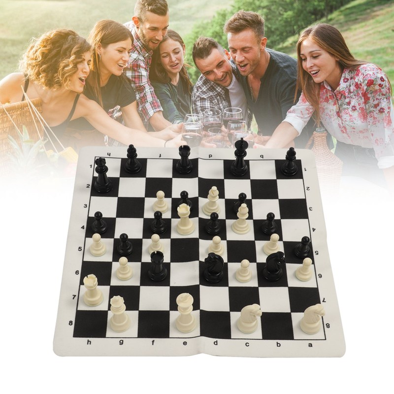 Chess Checkers Set 13.8in Board 2 in 1 Anti Slip