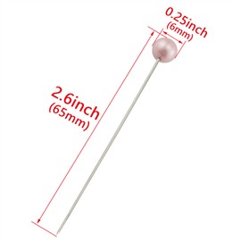 HJ Garden 1Box 100PCS 6x65mm Needle Kit Pearl Head Pins Wedding Bouquet Pins Straight Pins for Sewing Craft Wedding Decorations, Light Pink