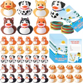 Motionchic 72 Pcs Dog Rubber Ducks Kits Include 24 Dog Cruise Ducks with 24 Cruising Duck Tags 24 Rubber Bands for Pool Bath Valentines Birthday Gifts Shower Activities Theme Parties