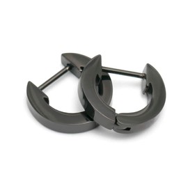 [silver KYASYA] 2-piece set for both ears, simple hoop earrings, arrow, stainless steel, 116L, metal allergies, gold, silver, black, 18G, catchless, Silver Stainless Steel