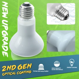 LUCKY HERP 2 Pack 50W Reptile Heat Lamp Bulb (2nd Gen), Amphibian Basking Light Bulb, Reptile Daylight Bulb for Turtle, Bearded Dragon, Lizard Heating Use