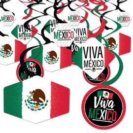 Big Dot of Happiness Viva Mexico - Mexican Independence Day Party Hanging Decor - Party Decoration Swirls - Set of 40