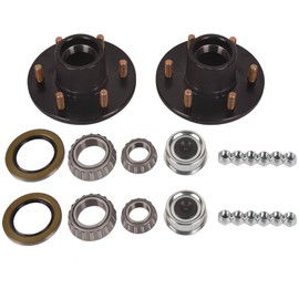 TOPAZ 2Pcs 6 on 5.5" Trailer Hub Drum Kits Idler Hub Kits for 6,000lbs Axle, 25580 15123 Inner & Outer Cone Bearings