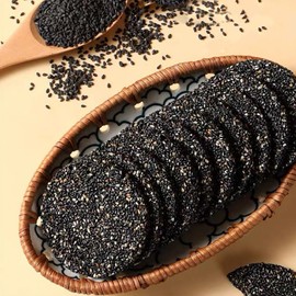 Black Sesame Walnut Biscuits, Healthy High Calcium Black Sesame Walnut Cookies with Honey, 7.76oz Nutritious Snack for Pregnant Women, Kids, Elderly黑芝麻山核桃饼干