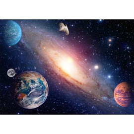 Loccor 5x4ft Fabric Outer Space Backdrop Solar System Universe Starry Galaxy Earth Planets Photography Background Birthday Party Decorations Baby Shower Banner for Kids Boys Photo Booth Studio Props